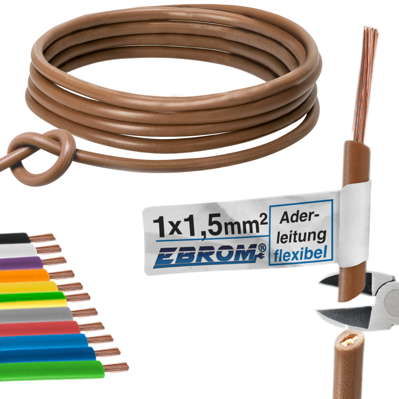 EBROM H07V-K Aderleitung flexibel 1,5mm² Braun – Position 1