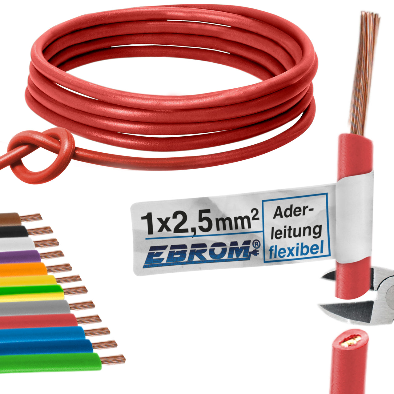 EBROM H07V-K Aderleitung flexibel 2,5mm² Rot – Position 1