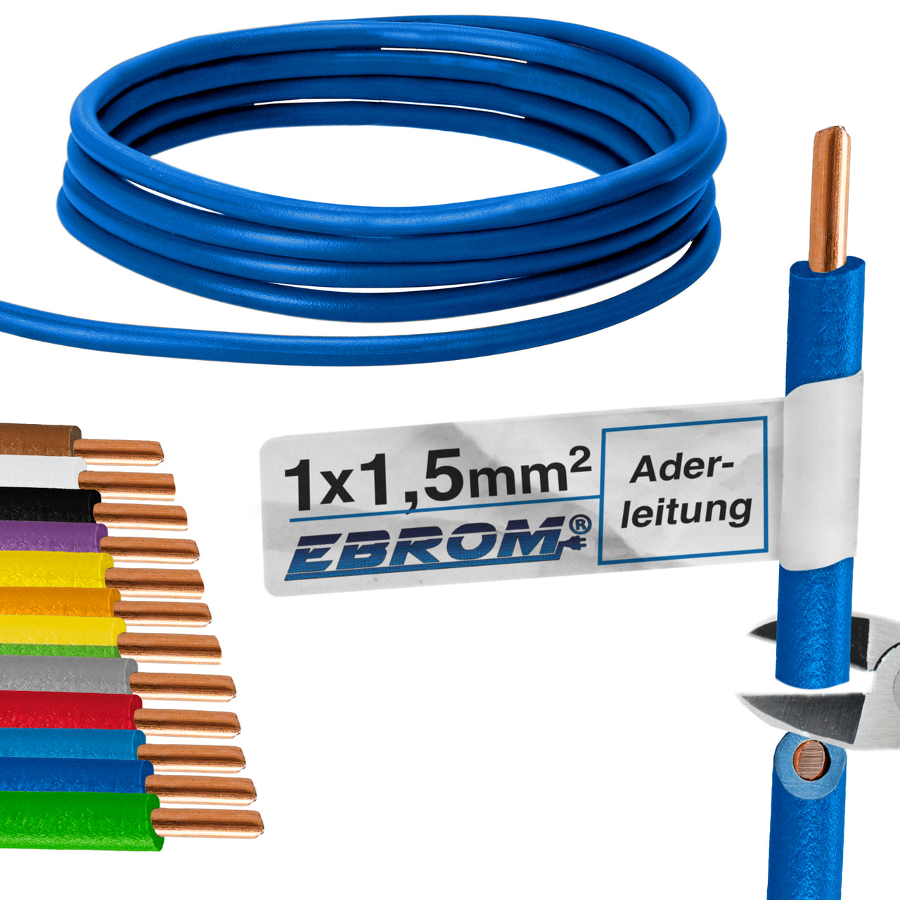 EBROM H07V-U Aderleitung starr 1,5mm² Dunkelblau – Position 1