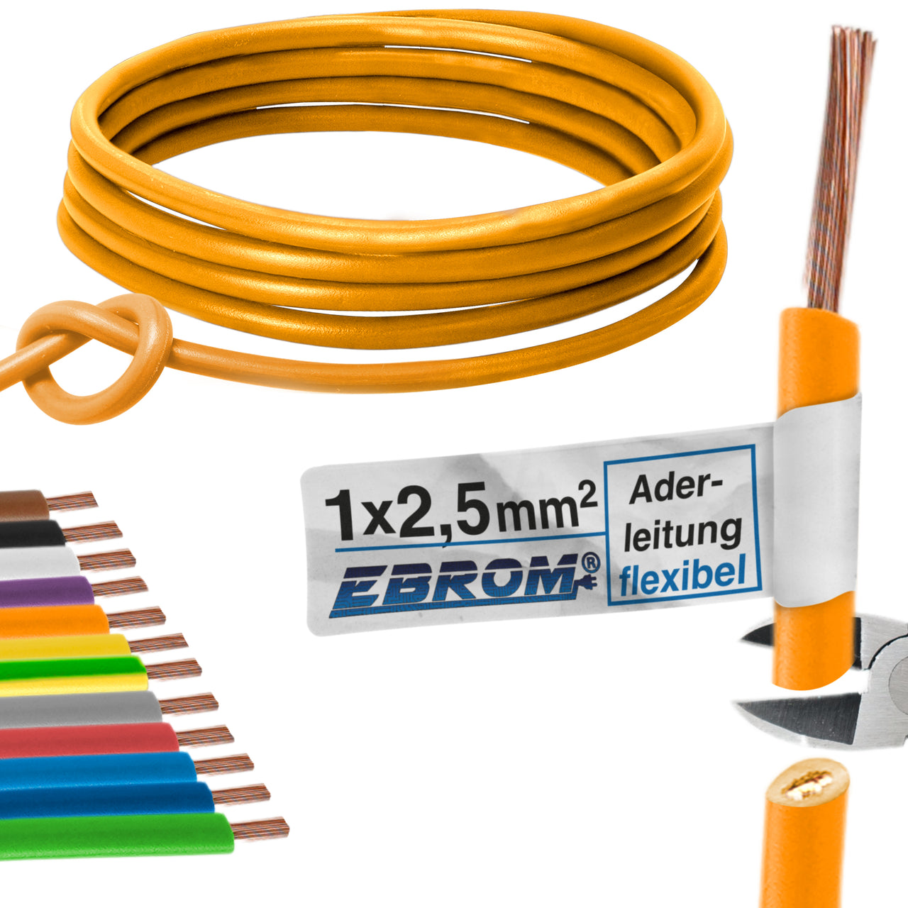 EBROM H07V-K Aderleitung flexibel 2,5mm² Orange – Position 1