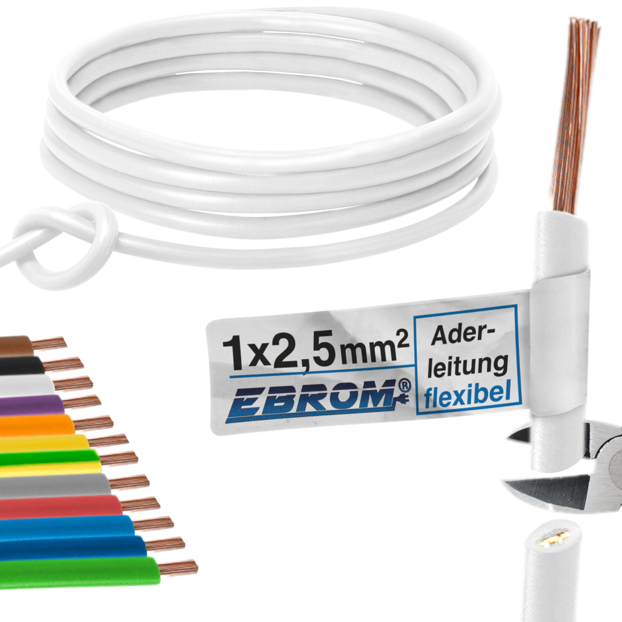 EBROM H07V-K Aderleitung flexibel 2,5mm² Weiss – Position 1