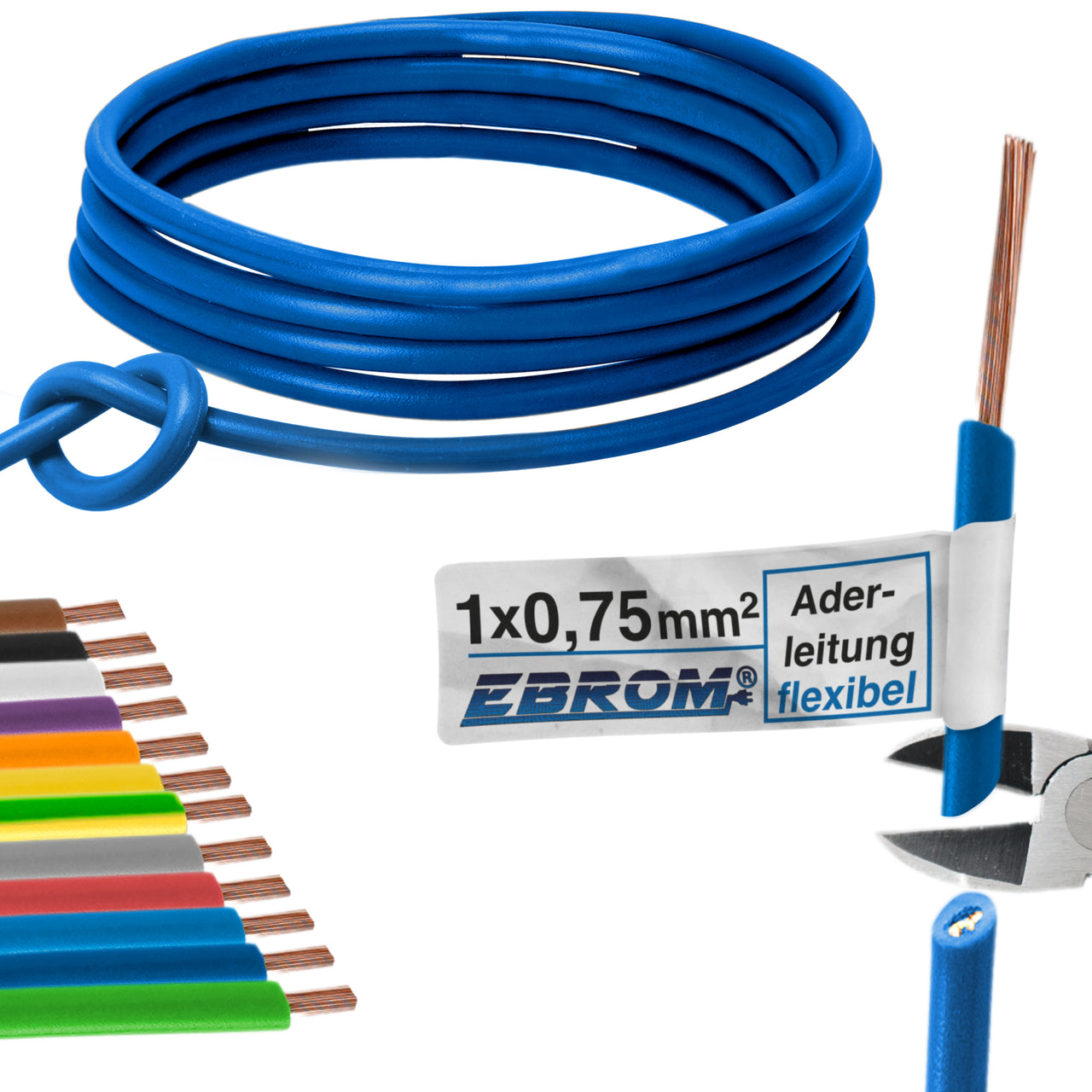 EBROM H05V-K Aderleitung flexibel 0,75mm² Dunkelblau – Position 1