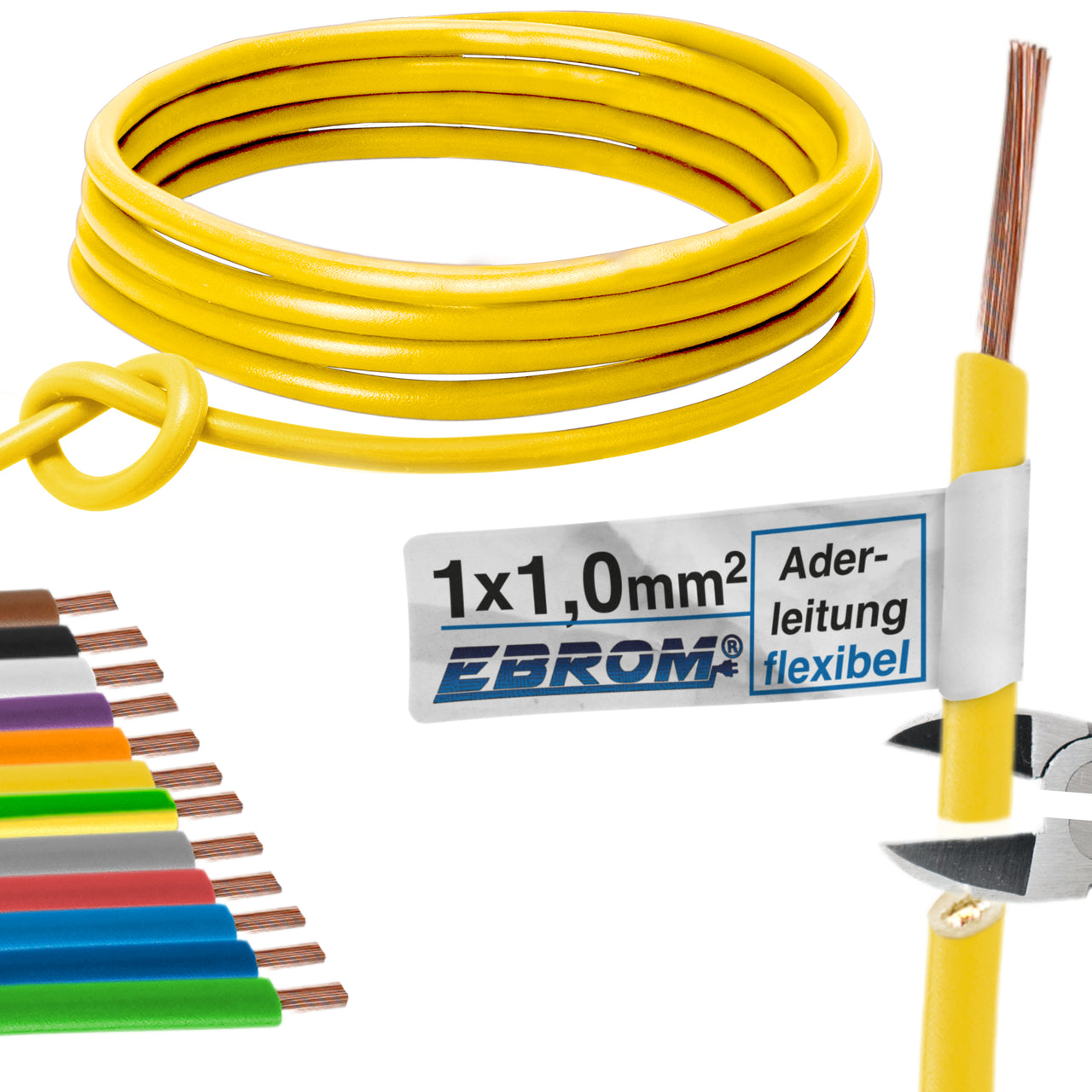 EBROM H05V-K Aderleitung flexibel 1,0mm² Gelb – Position 1