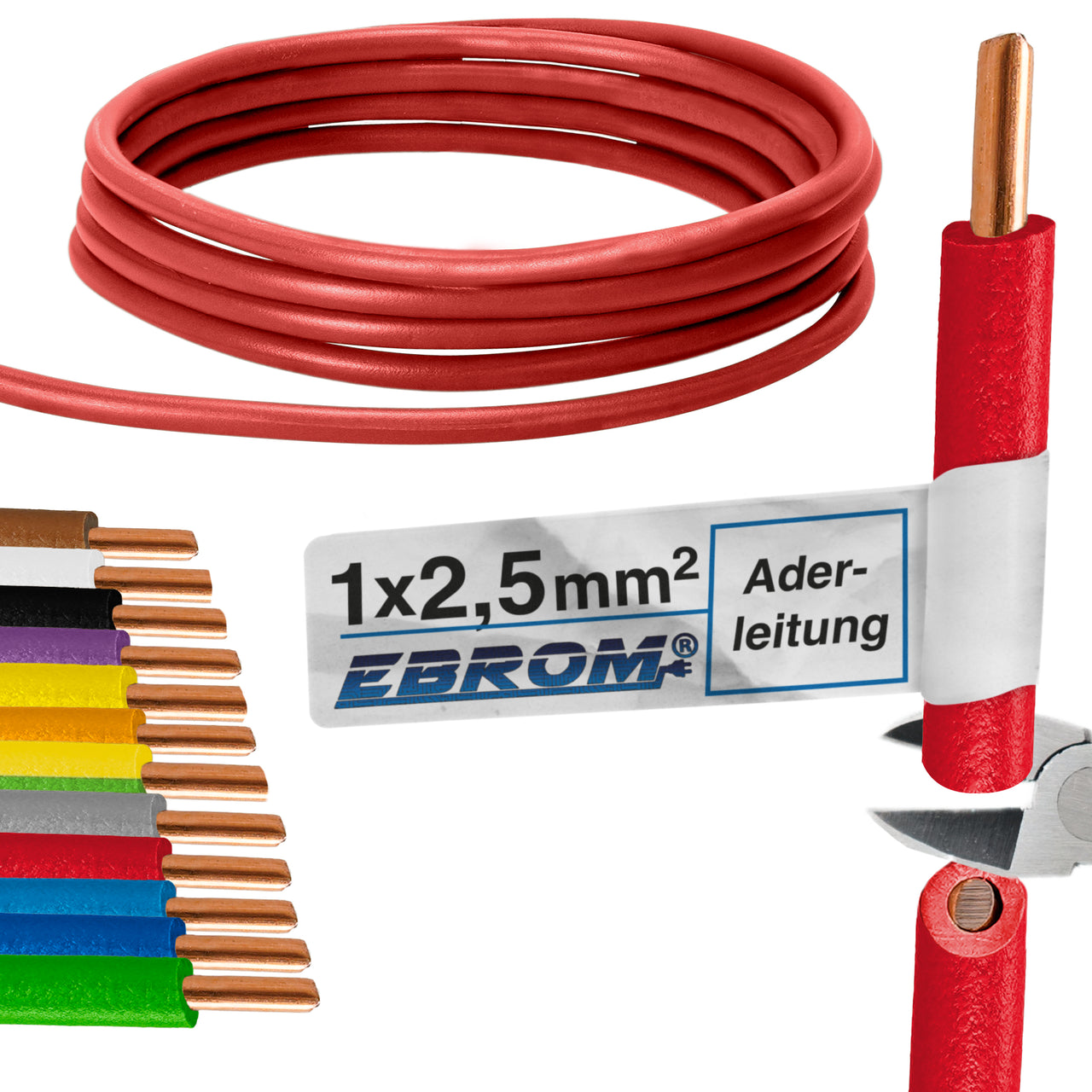 EBROM H07V-U Aderleitung starr 2,5mm² Rot – Position 1