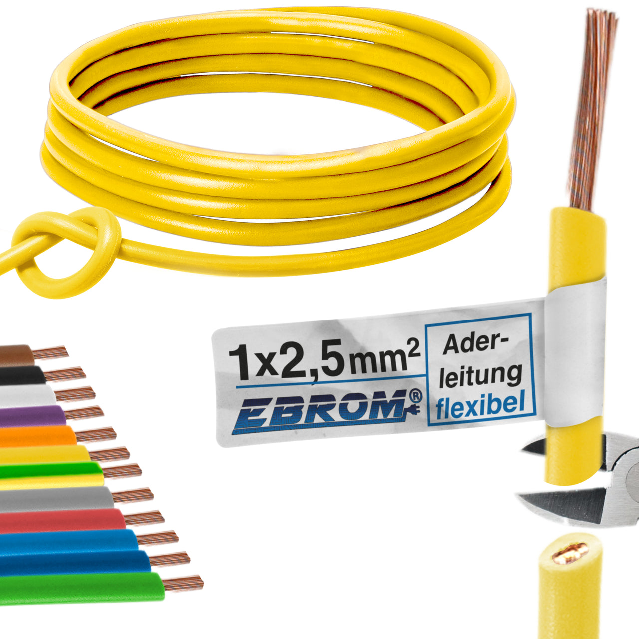 EBROM H07V-K Aderleitung flexibel 2,5mm² Gelb – Position 1