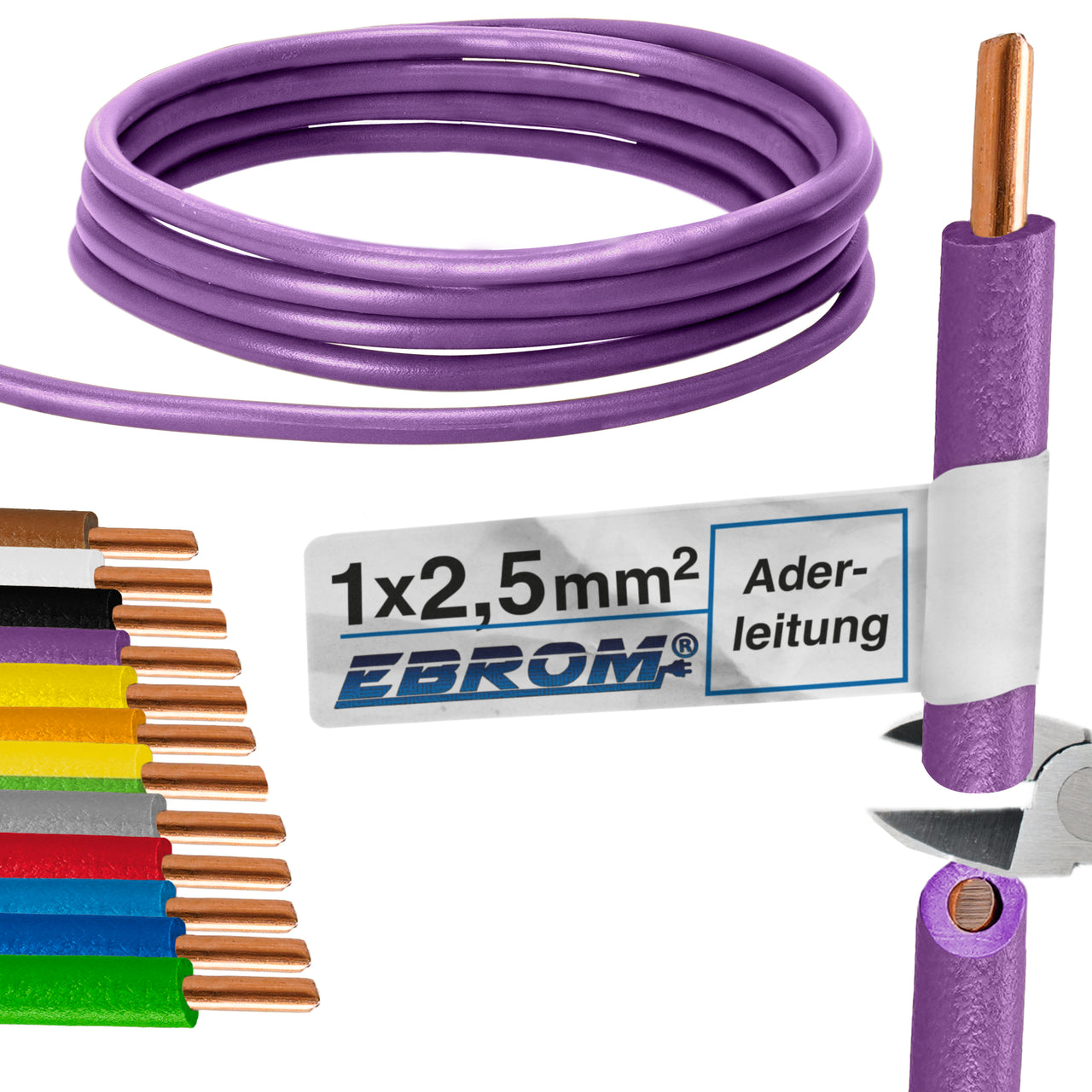 EBROM H07V-U Aderleitung starr 2,5mm² Violett – Position 1