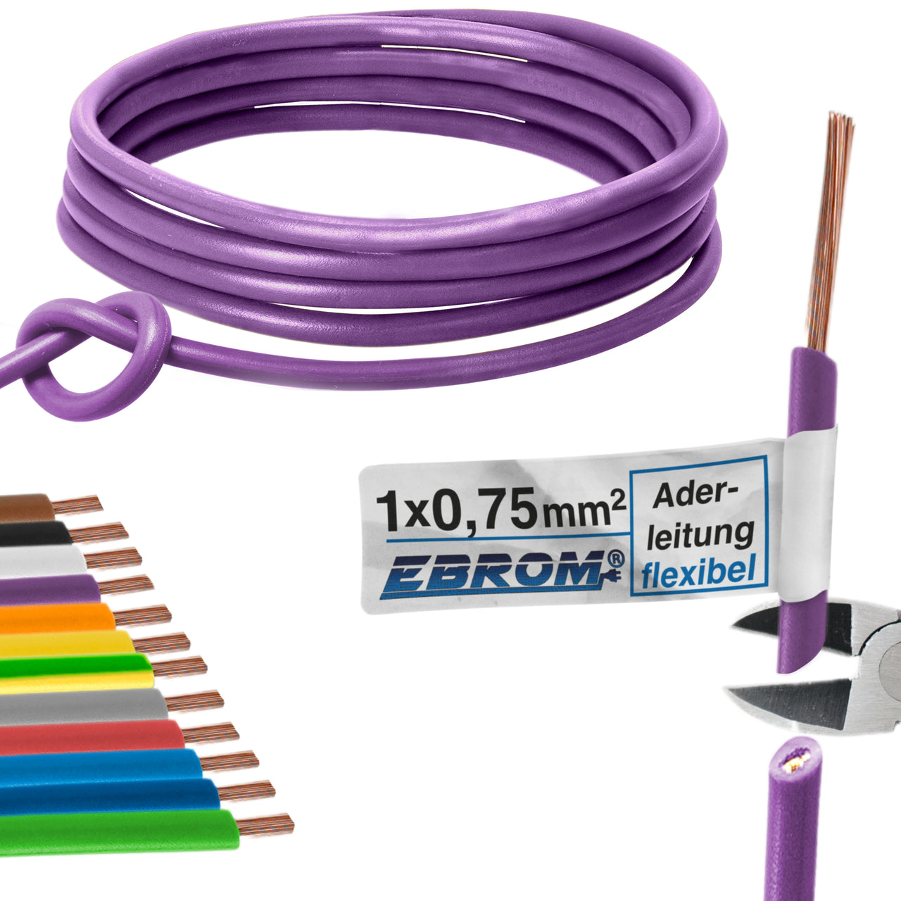 EBROM H05V-K Aderleitung flexibel 0,75mm² Violett – Position 1
