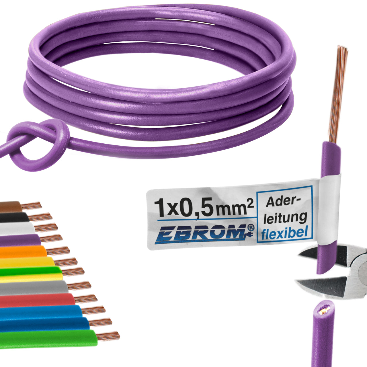 EBROM H05V-K Aderleitung flexibel 0,5mm² Violett – Position 1