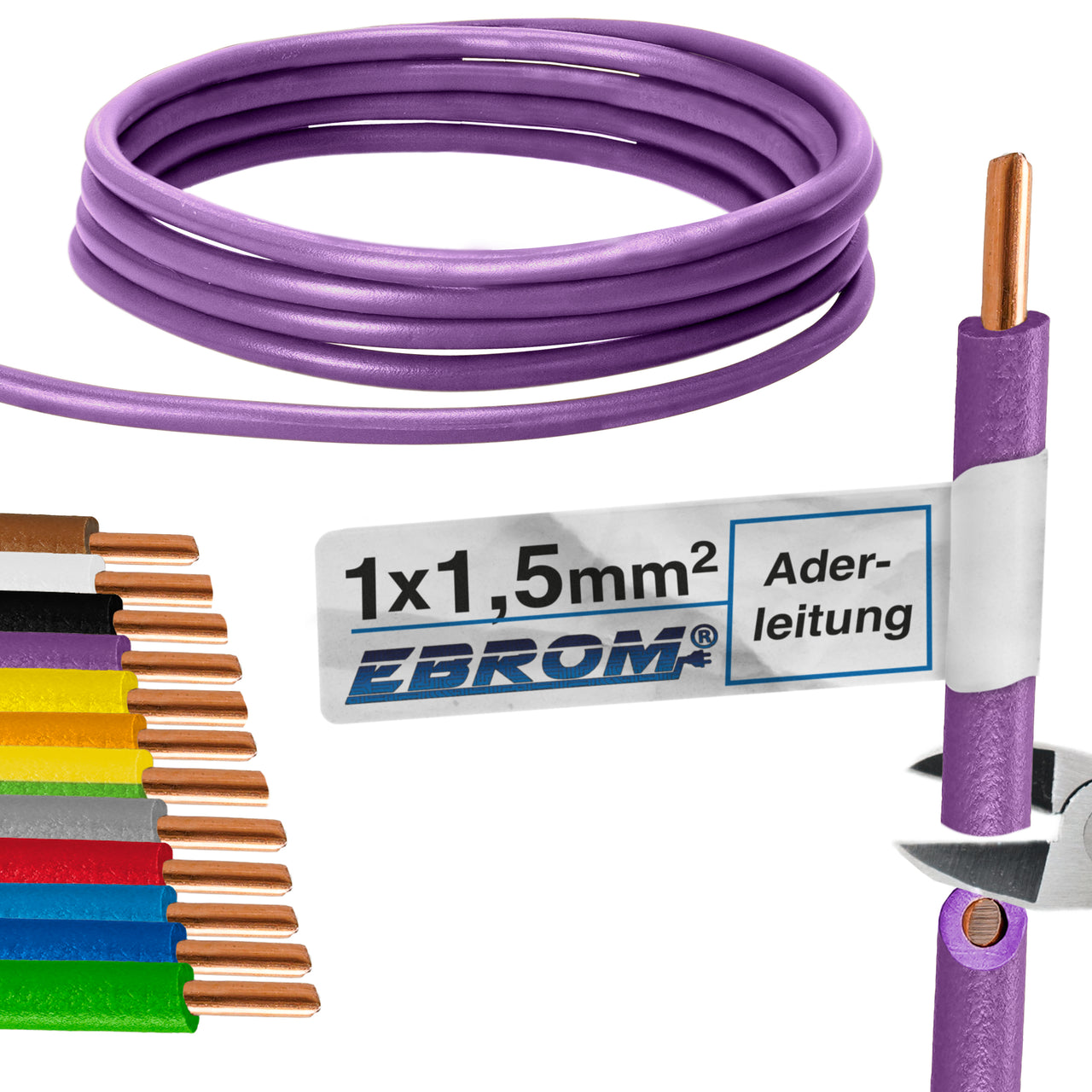EBROM H07V-U Aderleitung starr 1,5mm² Violett – Position 1