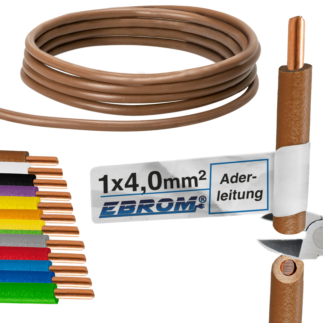 EBROM H07V-U Aderleitung starr 4mm² Braun – Position 1