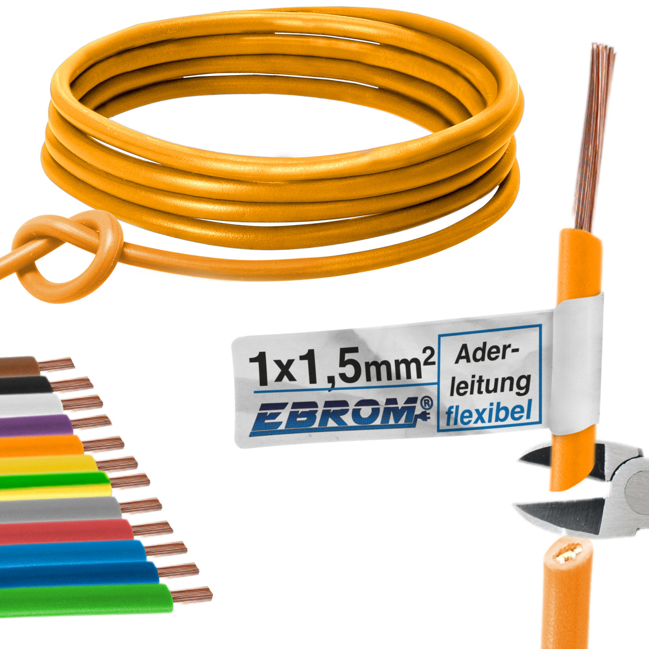 EBROM H07V-K Aderleitung flexibel 1,5mm² Orange – Position 1