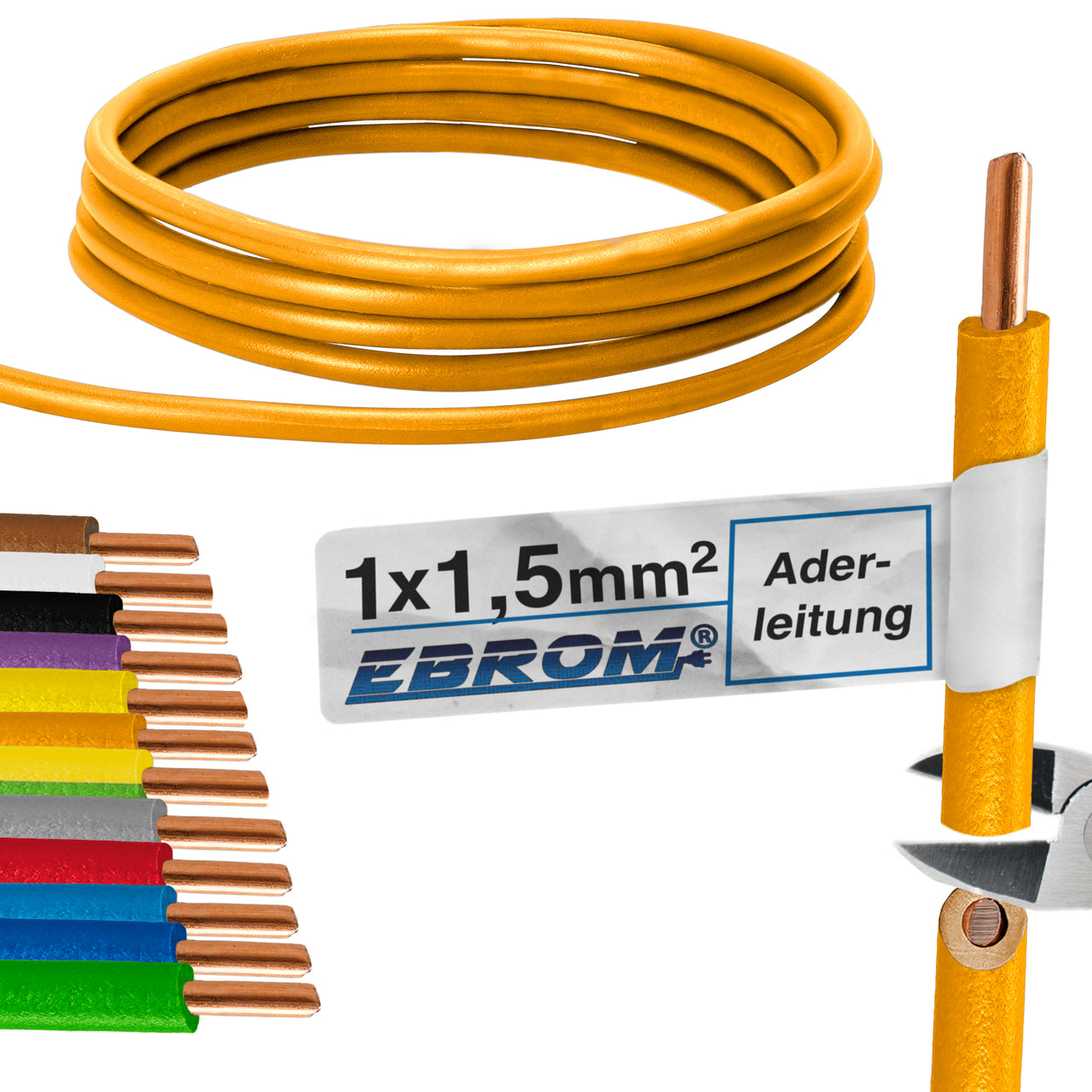 EBROM H07V-U Aderleitung starr 1,5mm² Orange – Position 1