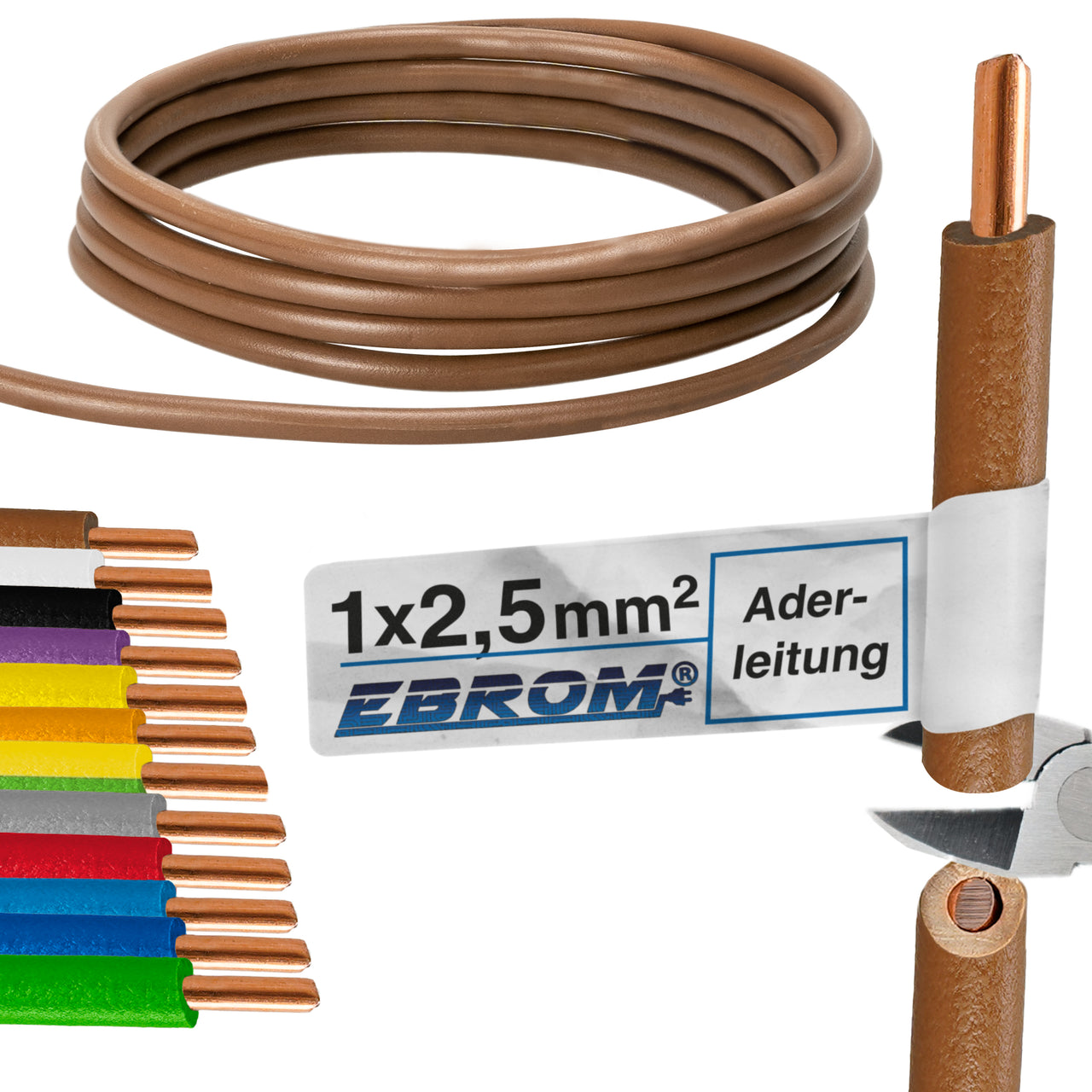 EBROM H07V-U Aderleitung starr 2,5mm² Braun – Position 1