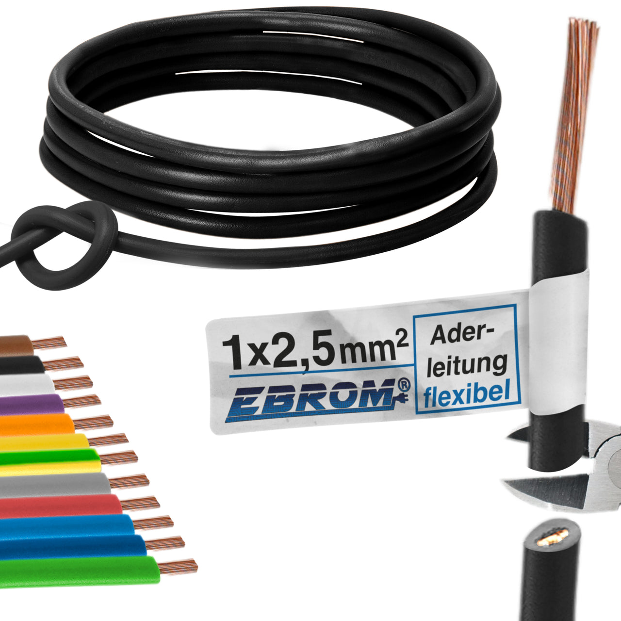 EBROM H07V-K Aderleitung flexibel 2,5mm² Schwarz – Position 1