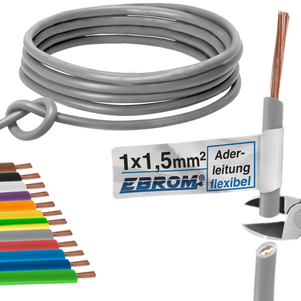 EBROM H07V-K Aderleitung flexibel 1,5mm² Grau – Position 1