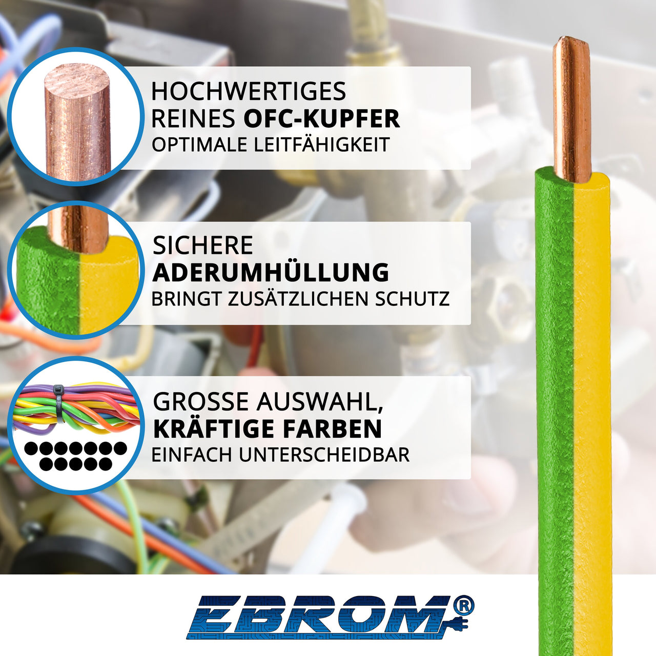 EBROM H07V-U Aderleitung starr 1,5mm² Grün/Gelb – Position 2