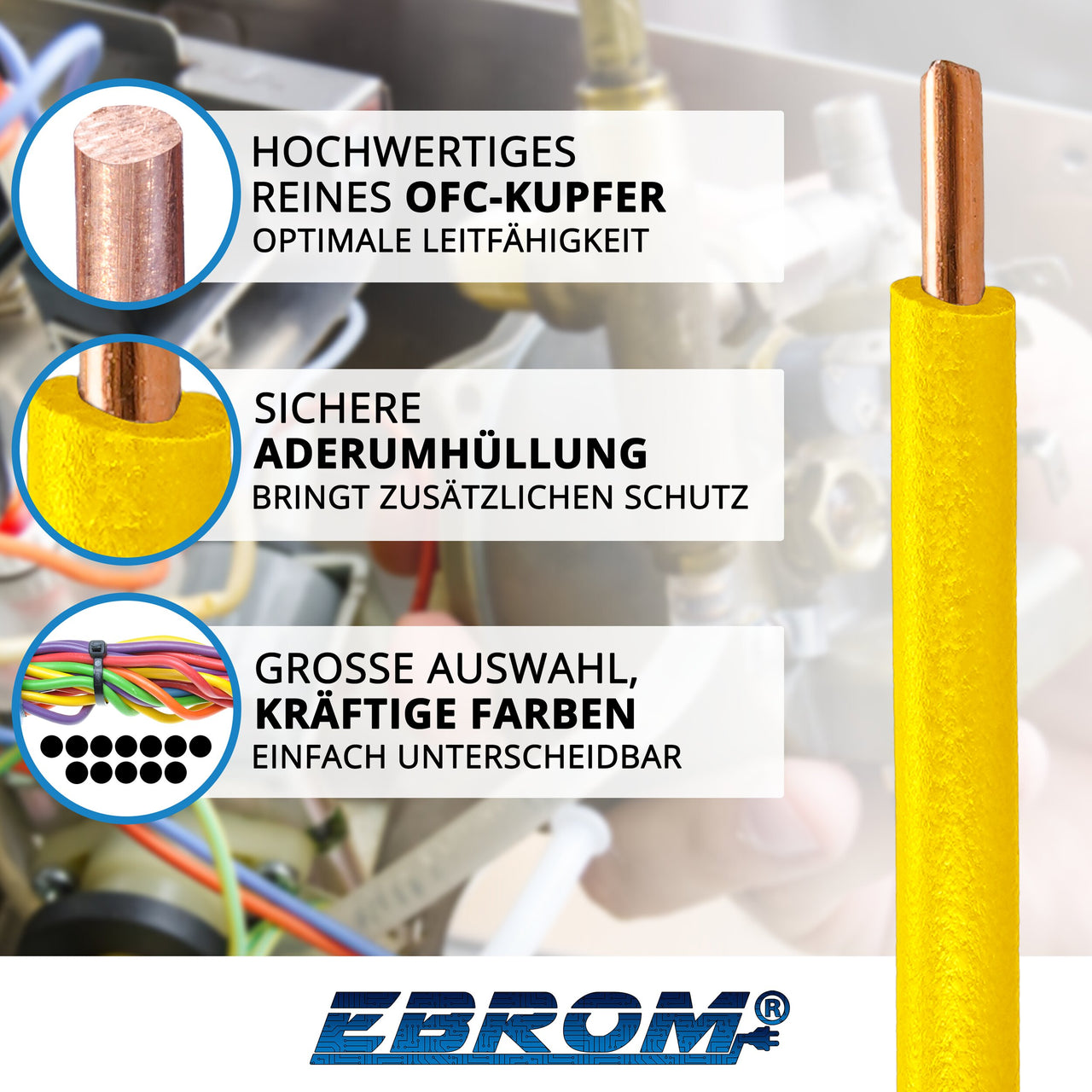 EBROM H07V-U Aderleitung starr 1,5mm² Gelb – Position 2