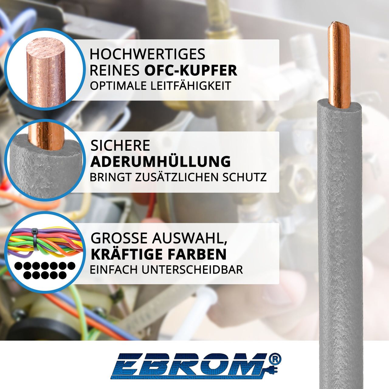 EBROM H07V-U Aderleitung starr 1,5mm² Grau – Position 2