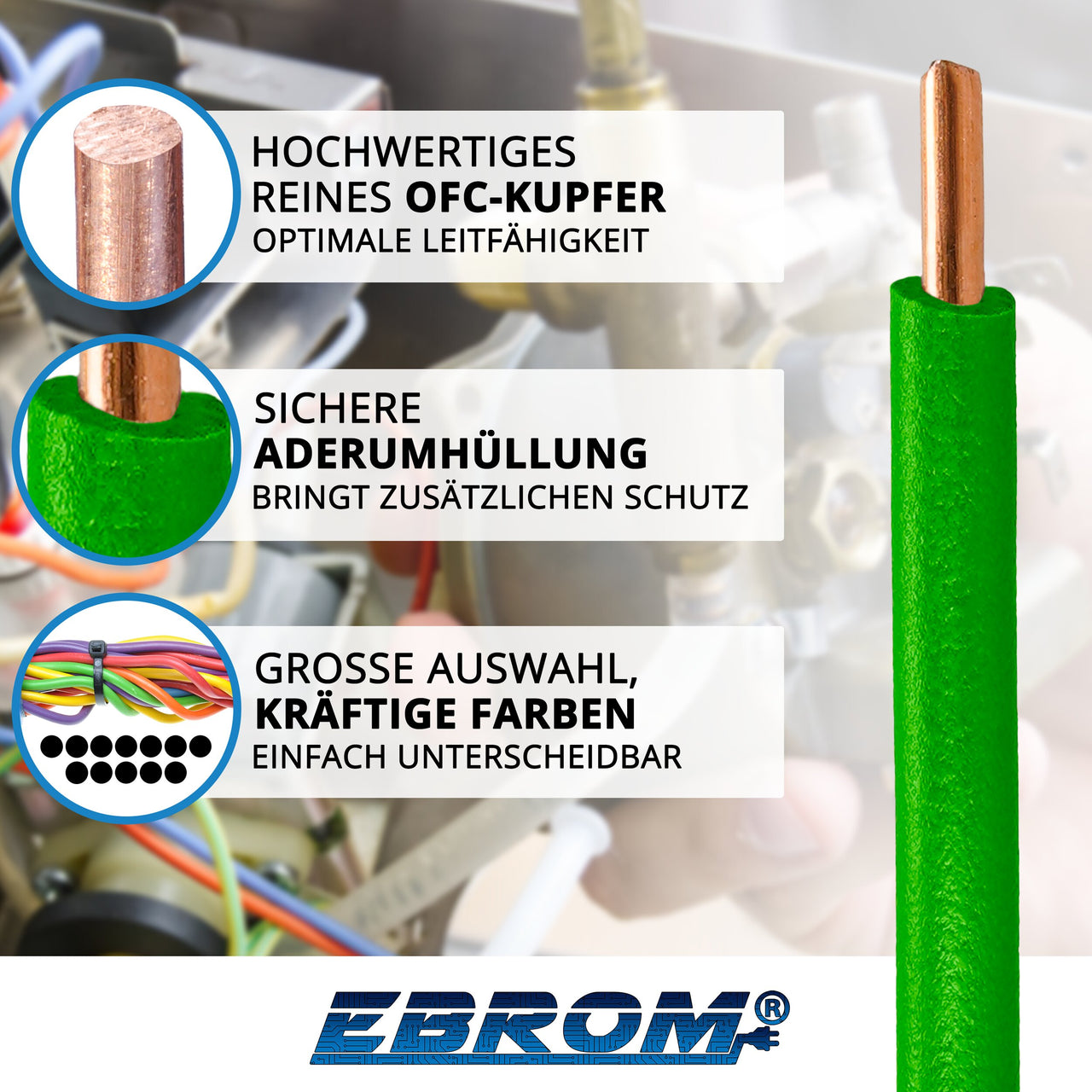EBROM H07V-U Aderleitung starr 1,5mm² Grün – Position 2
