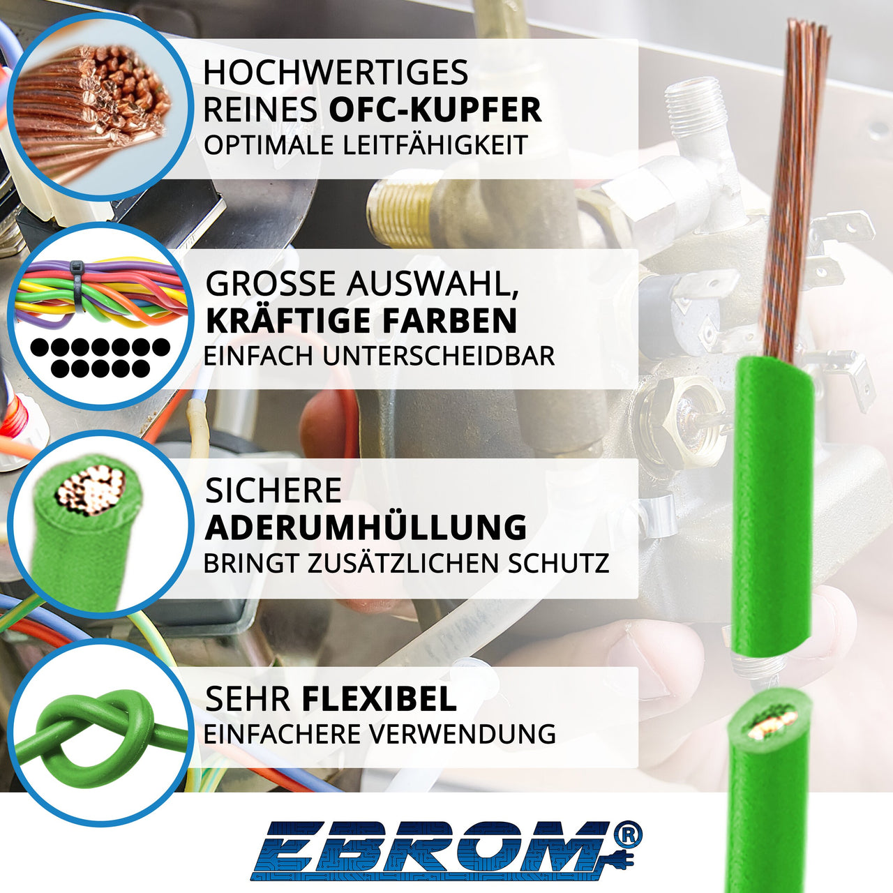 EBROM H05V-K Aderleitung flexibel 0,5mm² Grün – Position 2