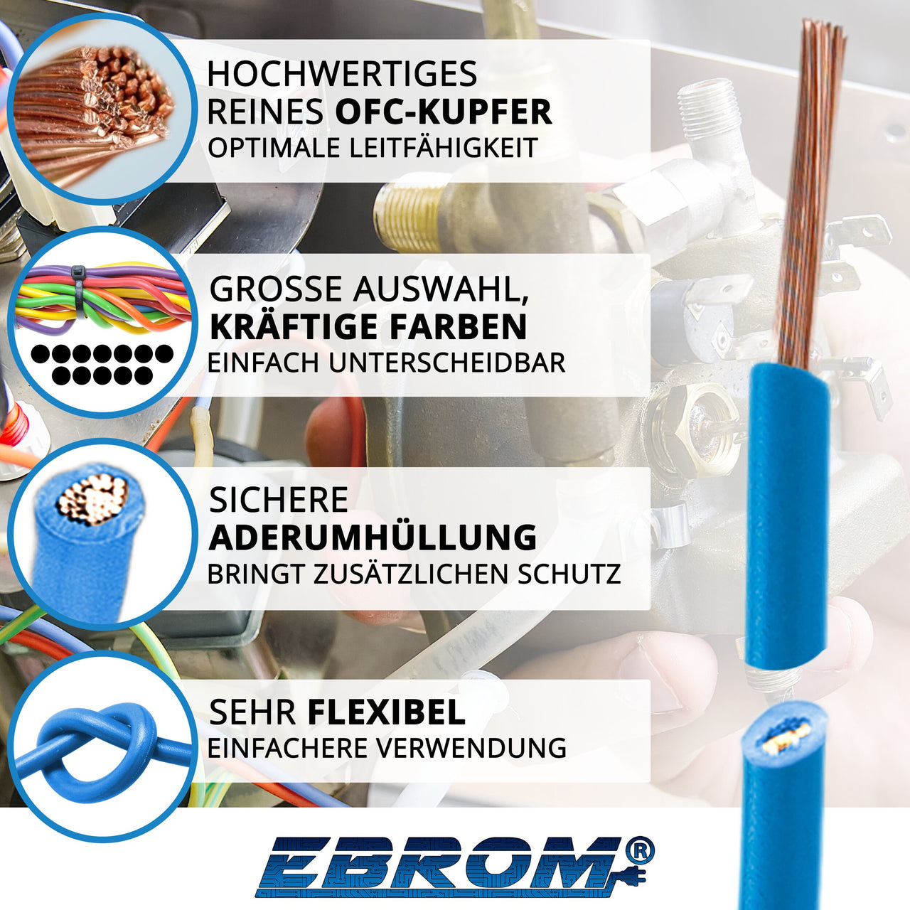 EBROM H05V-K Aderleitung flexibel 1,0mm² Hellblau – Position 2