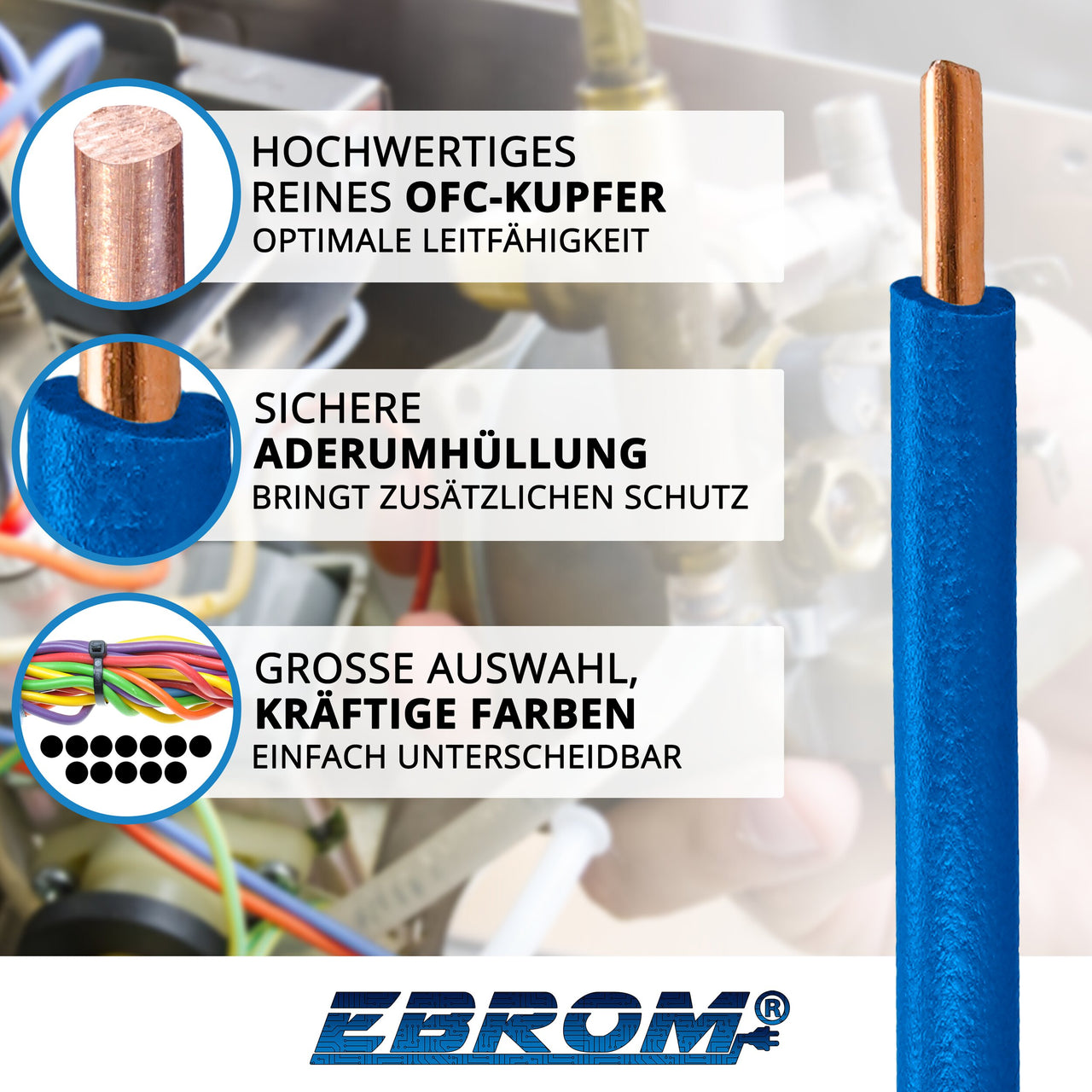 EBROM H07V-U Aderleitung starr 1,5mm² Dunkelblau – Position 2