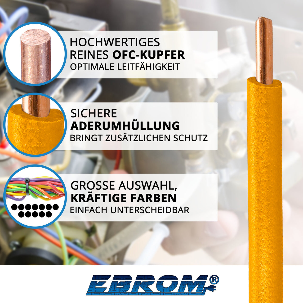 EBROM H07V-U Aderleitung starr 1,5mm² Orange – Position 2