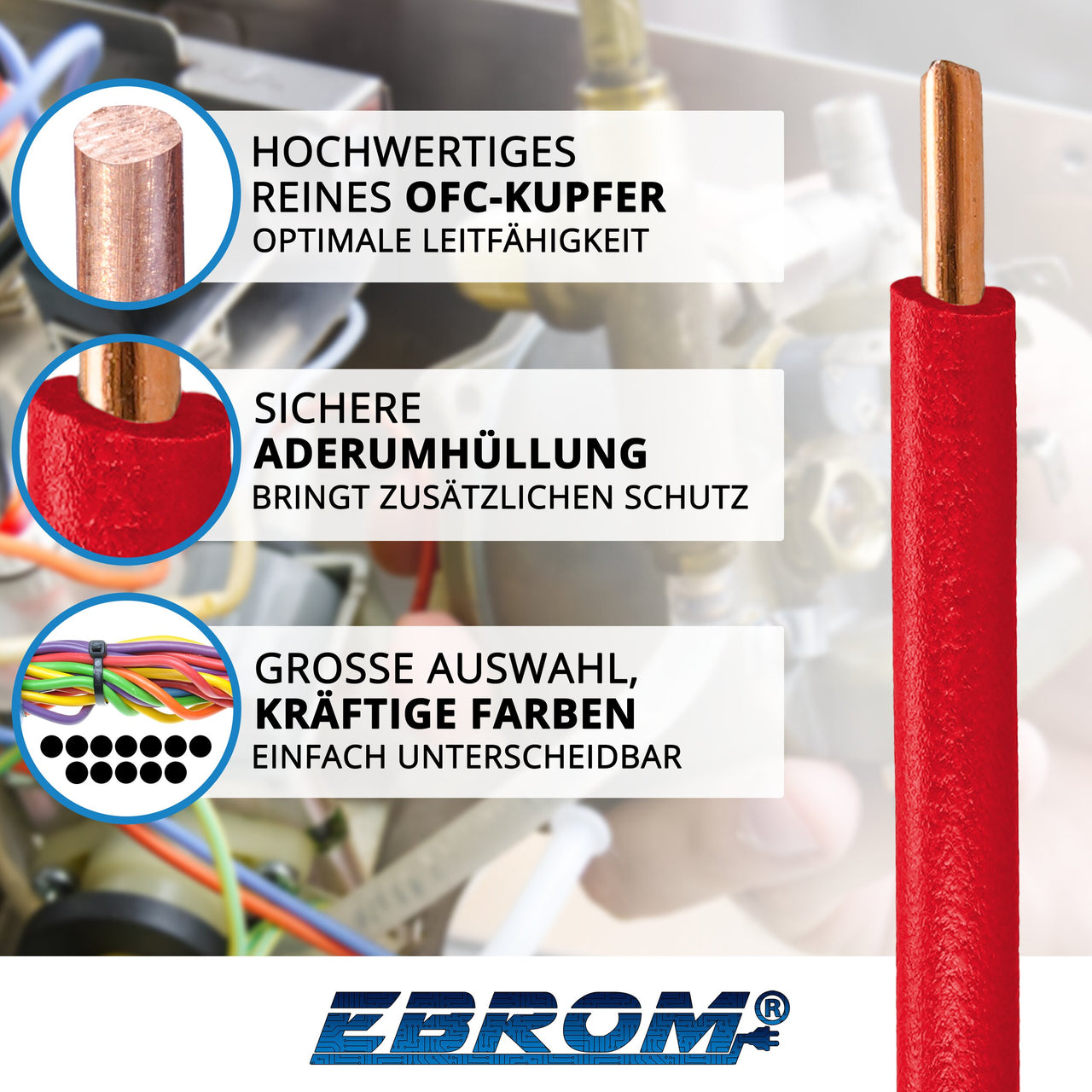 EBROM H07V-U Aderleitung starr 1,5mm² Rot – Position 2