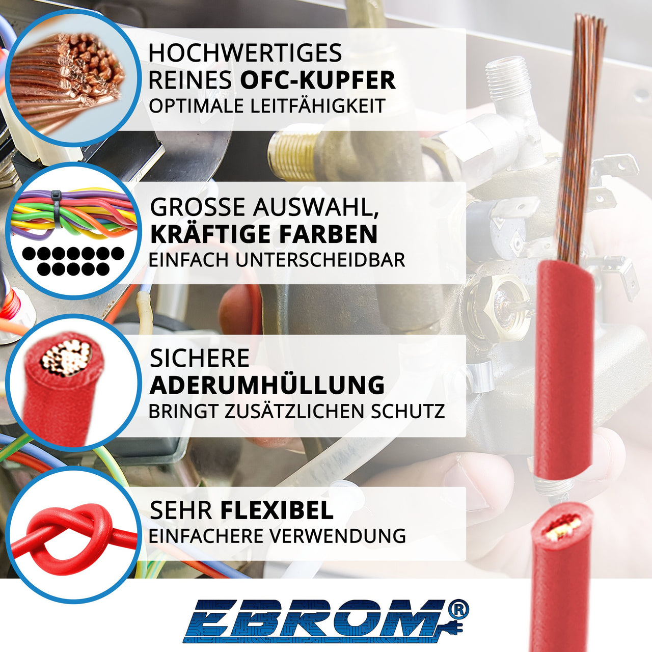 EBROM H05V-K Aderleitung flexibel 0,75mm² Rot – Position 2