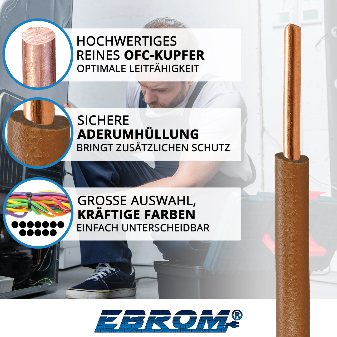 EBROM H07V-U Aderleitung starr 1,5mm² Braun – Position 2