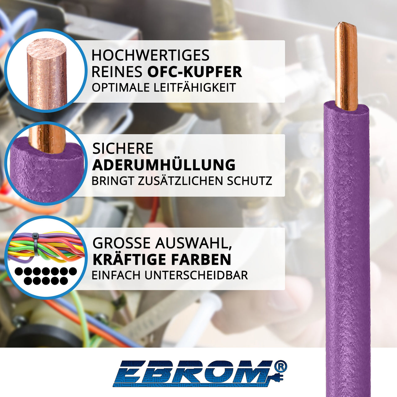 EBROM H07V-U Aderleitung starr 1,5mm² Violett – Position 2