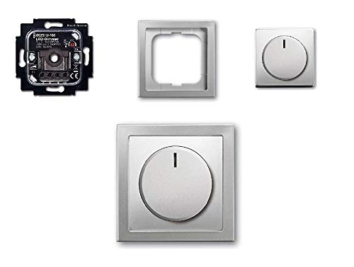 Komplett-Set BUSCH-JÄGER, LED-Drehdimmer in PUR Edelstahl - 866K neues Modell 6523 U-102 - Nachfolger zu 6523U