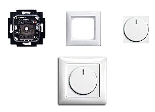 Komplett-Set BUSCH-JÄGER, LED-Drehdimmer im eleganten Busch Balance SI Design -alpinweiß- 914 neues Modell 6523 U-102 - Nachfolger zu 6523U