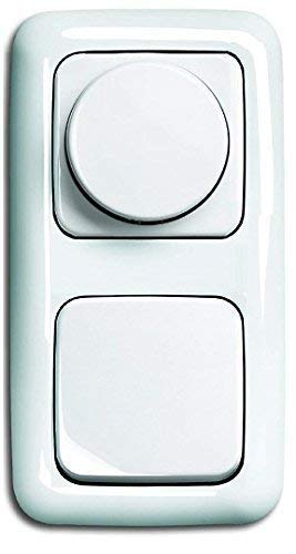 LED Dimmer Komplett-Set BUSCH JÄGER, LED-Drehdimmer -alpinweiß- -Reflex SI- neues Modell 6523-U 102 (6523 U-102) in 2 fach Rahmen integriert inkl. Wippschalter inkl. Wippe