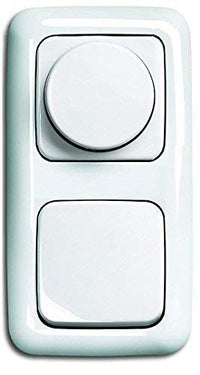 LED Dimmer Komplett-Set BUSCH JÄGER, LED-Drehdimmer -alpinweiß- -Reflex SI- neues Modell 6523-U 102 (6523 U-102) in 2 fach Rahmen integriert inkl. Wippschalter inkl. Wippe