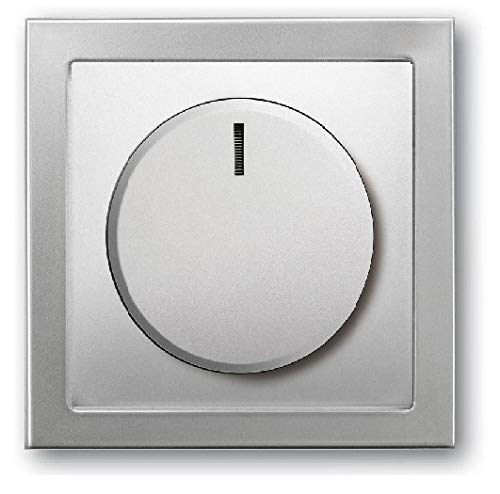 EBROM® Komplettset LED Drehdimmer 1001 + Busch Jäger PUR Edelstahl Rahmen 1721-866K + Scheibe 6540-866-102 - UP Unterputz LED Dimmer - Phasenabschnitt LED 5-150 Watt dimmbare Halogen etc. 15-400 W/VA