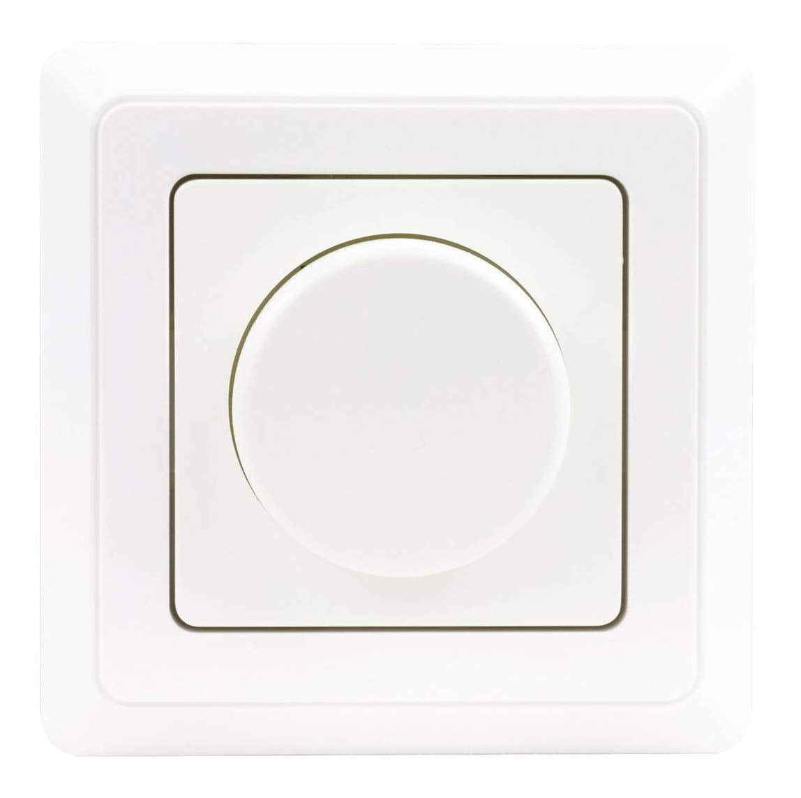 REV Ritter LED 5-100 Watt Unterputz Drehdimmer Dimmer PrimaLuxe + Busch Jäger Rahmen 2511-214 Dimmerscheibe 2115-214 Reflex Si alpinweiß, Phasenabschnitt-Dreh-Helligkeitsregler, Glühlampe 25-300 Watt