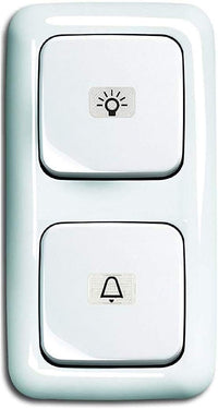 Busch Jäger Klingel & Lichtschalter Set, Glocken- & Klingel Symbol permanent beleuchtet - Taster 2020 USGL (Klingel) und Wechselschalter 2000/6 USGL (Wippe für Licht an/aus) - alpinweiß - Reflex SI