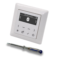 JUNG Smart Radio Unterputzradio DABABTWW DAB+ mit Bluetooth, Set mit 1-fach Rahmen im JUNG AS 500 System, Farbe: alpinweiß und EBROM Phasenprüfer zur Montage des DAB Plus Geräts