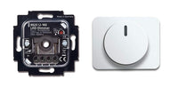 BUSCH-JÄGER, LED-Drehdimmer (LED Dimmer) 6523 U-102 (6523U 102) 6523U102 mit Zentralscheibe 6540-24G in Studioweiß hochglanz Serie: alpha