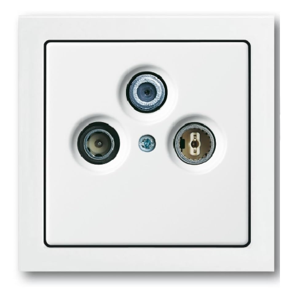 BUSCH JÄGER Komplettset/Antennensteckdosen-Einsatz Radio/TV/SAT (**) WISI + 1fach Rahmen und Abdeckung, alles in Busch Jäger Future Linear Studioweiß