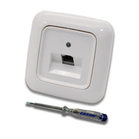 Busch Jäger, Rutenbeck Unterputz Netzwerkdose Ethernet 10 Gigabit/S (10GbE) KAT6A 6A - 1x RJ45 Anschluss in ReflexSi alpinweiß Rahmen und UAE Abdeckung inkl. EBROM Phasenprüfer zur Montage des Geräts