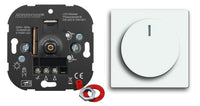 5 Jahre Garantie! EBROM® Unterputz LED Dimmer Drehdimmer + Busch Jäger Dimmerabdeckung 6540-84-102 Studioweiß glänzend Future Linear, Phasenabschnitt für LED 5-150 Watt + dimmbare Halogen 15-400 W/VA