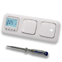 Halmburger Raumthermostat Raumtemperaturregler ERD-1Urg DIGITAL in Busch Jäger Reflex SI alpinweiß + 2 x Lichtschalter 2000/6 US + EBROM Phasenprüfer z. Montage der Geräte ERD-1U (rg) Fußbodenheizung