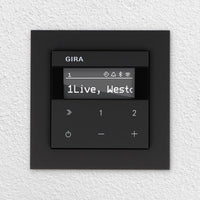 Gira Unterputz IP Internetradio 232003 + Bluetooth - E2 schwarz matt mit 1fach Rahmen Gira 021109 inkl. EBROM Phasenprüfer zur Montage des Geräts