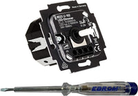 Busch Jäger LED-Drehdimmer (LED Dimmer) 6523 U-102 + EBROM Phasenprüfer zur Montage des Dimmers, 6523U-102 Mindest- und Höchsthelligkeit - Phasenanschnitt oder Phasenabschnitt