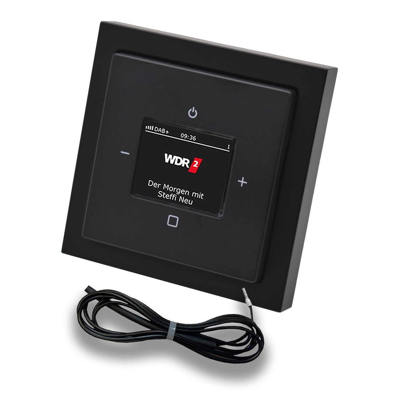 Busch Jäger DAB+ (DAB PLUS) Unterputz Radio (8215U-101) Future Linear Anthrazit, Komplett-Set 8215 U – 101, Rahmen und Radioabdeckung + 0,9 m EBROM Wurfantenne zur Empfangsoptimierung