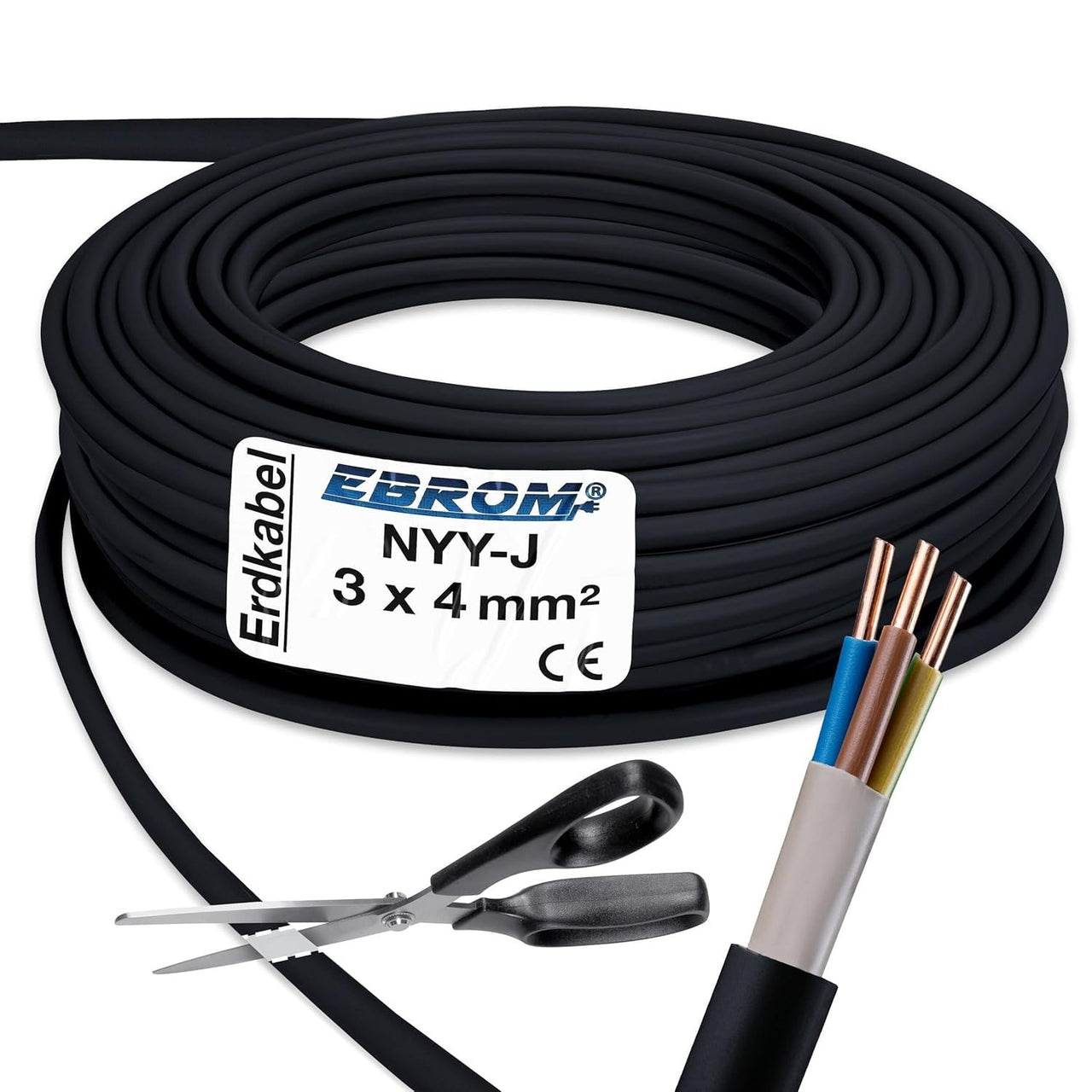 EBROM NYY-J Erdkabel 3x4mm² Schwarz