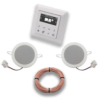 JUNG Smart Radio Unterputzradio DABAWW DAB+ Komplettset JUNG AS 500 System alpinweiß, Komplett-Set mit 2 x Deckenlautsprecher Einbaulautsprecher + 20 Meter Lautsprecherkabel 2x0,75 mm2