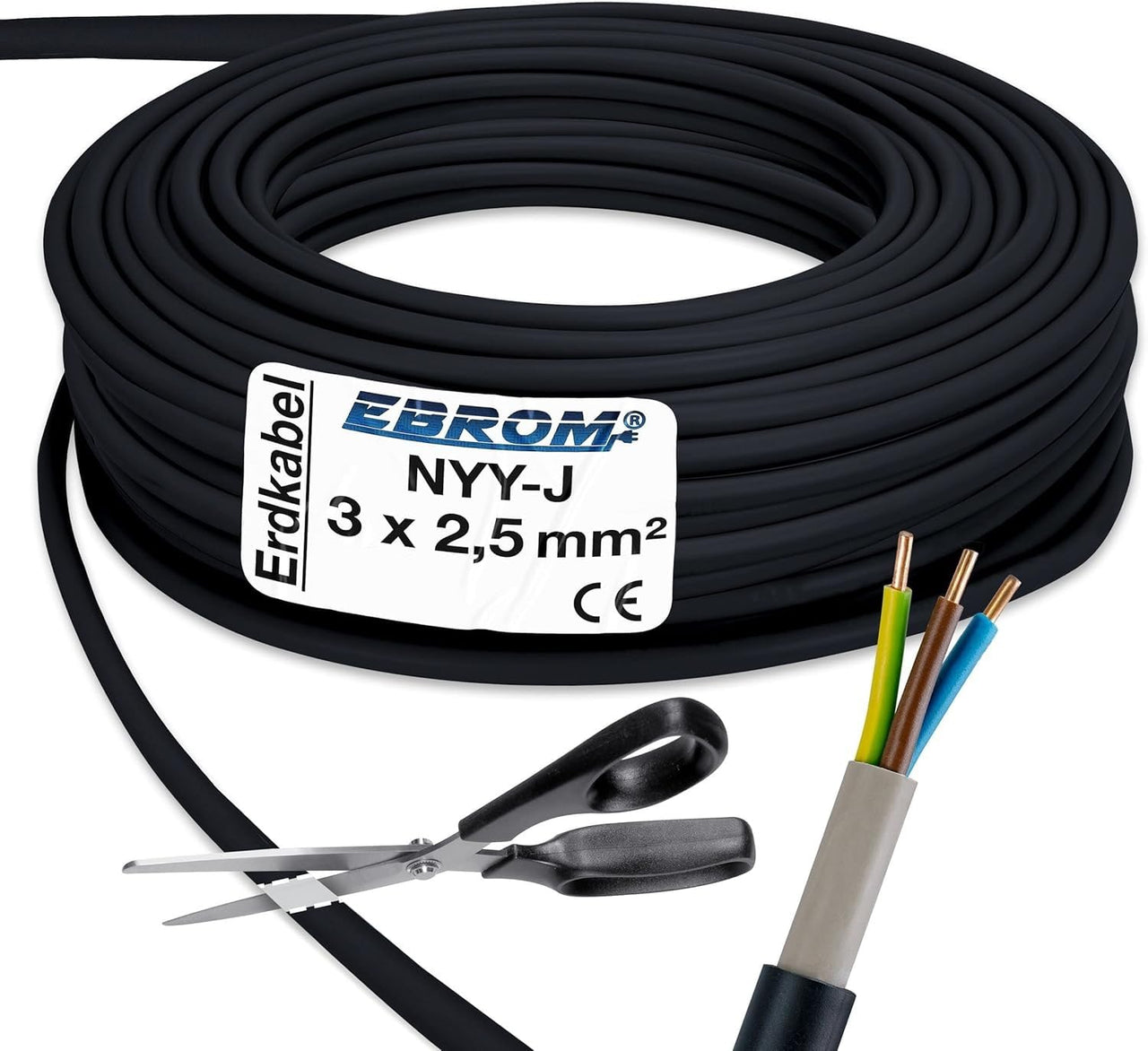 EBROM NYY-J Erdkabel 3x2,5mm² Schwarz